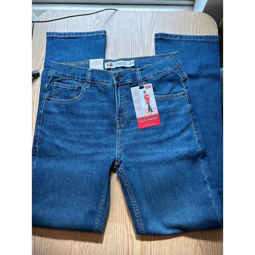 New Boys Levi’s 514 Straight Fit Stretchy Jeans Dark Blue size 20